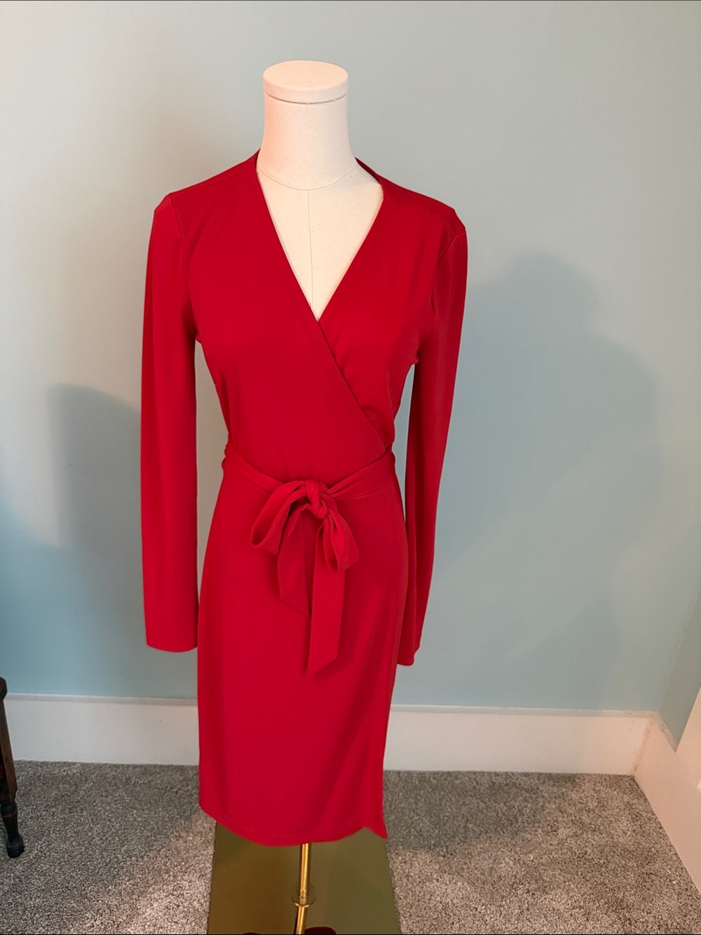 Ann Taylor Scarlet Wrap Tie-Waist Long Sleeve Dress